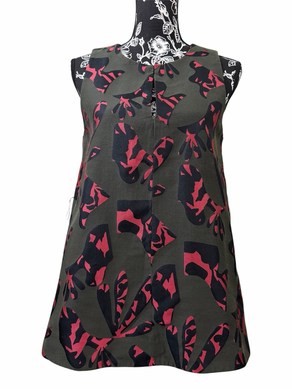 Banana Republic Olive Green Top with Black‎ and Pink Accents